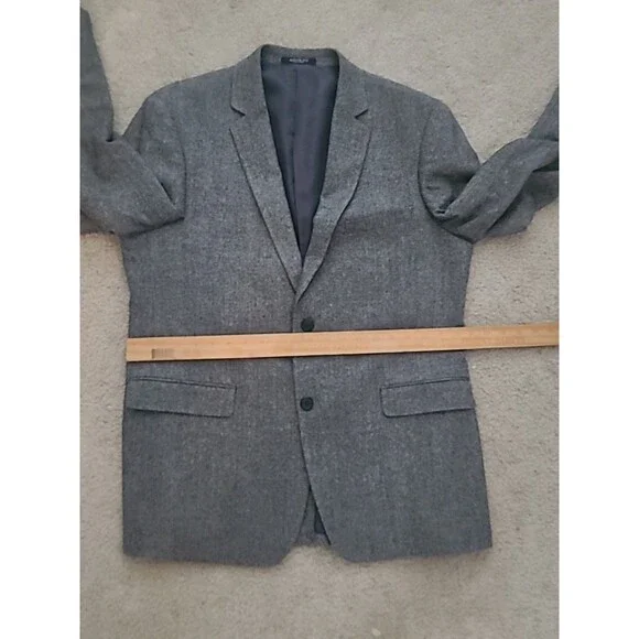 ADOLFO Lambswool TWEED Sport Coat Mens 44R Gray Herringbone Fleck Blazer Jacket - Picture 15 of 16